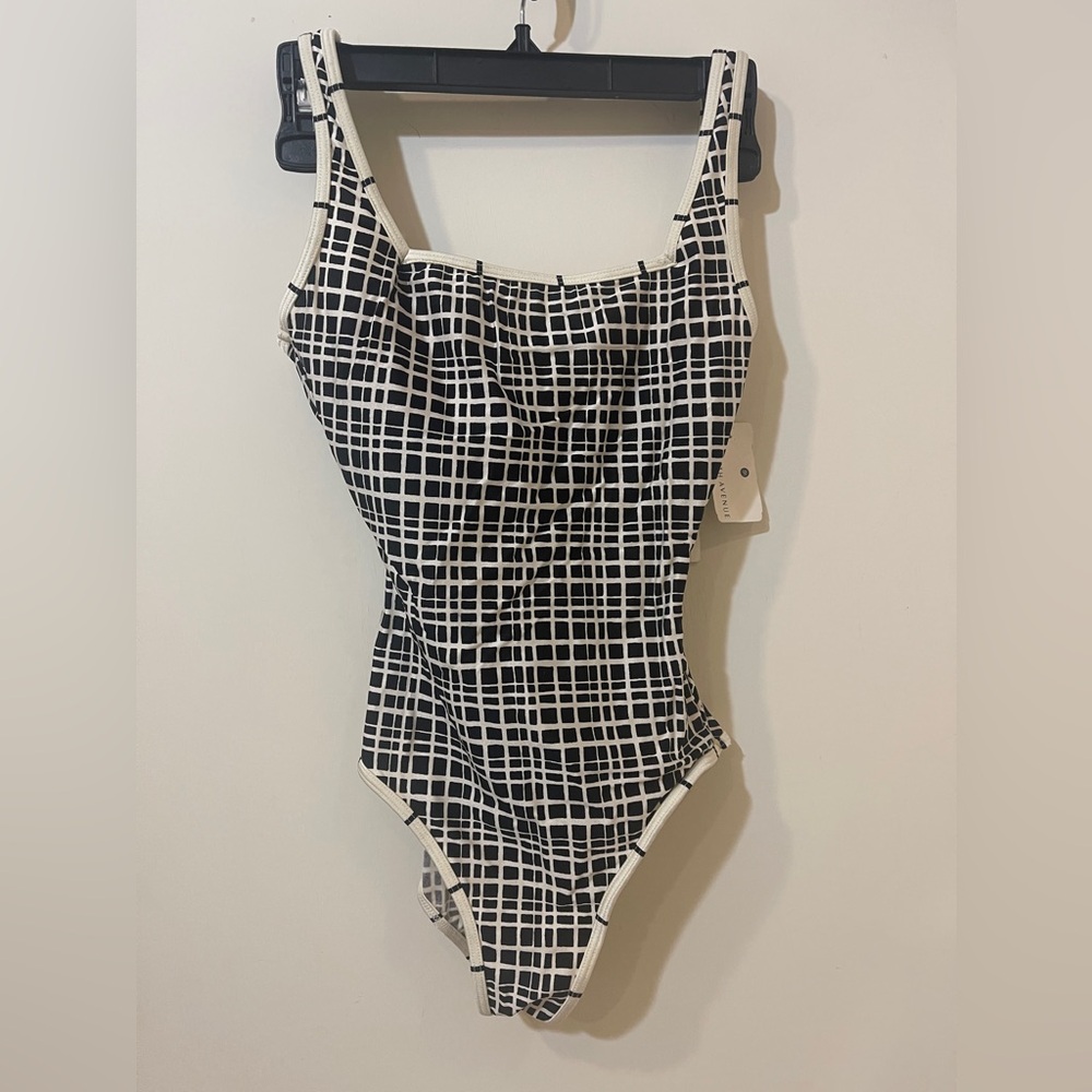 Saks Fifth Avenue Black and White Grid Women’s Bathing Suit